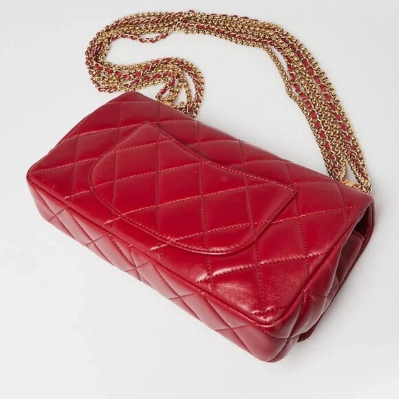Chanel Dark Red Quilted Shiny Lambskin Quilted Multi Stand Flap Bag - Picture 2 of 9